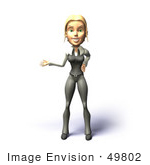 #49802 Royalty-Free (Rf) Illustration Of A 3d Blond Businesswoman Mascot Presenting With One Arm - Version 3
