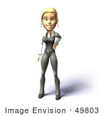 #49803 Royalty-Free (Rf) Illustration Of A 3d Blond Businesswoman Mascot Standing And Facing Front - Version 1