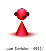 #49821 Royalty-Free (Rf) Illustration Of A 3d Red Avatar Character Wearing A Headset