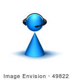 #49822 Royalty-Free (Rf) Illustration Of A 3d Blue Avatar Character Wearing A Headset - Version 1