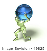 #49825 Royalty-Free (Rf) Illustration Of A 3d Green Crystal Man Carrying A Globe - Version 2