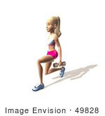 #49828 Royalty-Free (Rf) Illustration Of A 3d Blond Fitness Woman Doing Walking Lunges With Weights - Version 7