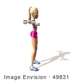 #49831 Royalty-Free (Rf) Illustration Of A 3d Blond Fitness Woman Doing Lateral Raises - Version 4