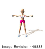 #49833 Royalty-Free (Rf) Illustration Of A 3d Blond Fitness Woman Doing Lateral Raises - Version 3