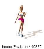 #49835 Royalty-Free (Rf) Illustration Of A 3d Blond Fitness Woman Skipping Or Running - Version 4