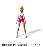 #49836 Royalty-Free (Rf) Illustration Of A 3d Blond Fitness Woman Standing And Facing Front - Version 1