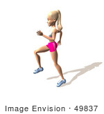 #49837 Royalty-Free (Rf) Illustration Of A 3d Blond Fitness Woman Skipping Or Running - Version 3