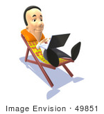 #49851 Royalty-Free (Rf) Illustration Of A 3d Man Sunbathing And Using A Laptop - Version 1