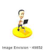 #49852 Royalty-Free (Rf) Illustration Of A 3d Man Standing While Using A Laptop - Version 1
