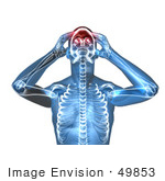 #49853 Royalty-Free (Rf) Illustration Of A 3d Transparent Blue Human Body With A Migraine - Version 4