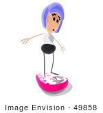 #49858 Royalty-Free (Rf) Illustration Of A Shocked Purple Haired Girl Standing On A Scale