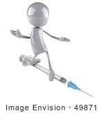 #49871 Royalty-Free (Rf) Illustration Of A 3d White Man Mascot With A Syringe - Version 2