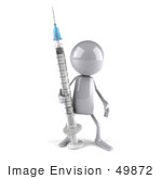 #49872 Royalty-Free (Rf) Illustration Of A 3d White Man Mascot With A Syringe - Version 3