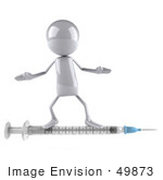 #49873 Royalty-Free (Rf) Illustration Of A 3d White Man Mascot With A Syringe - Version 1