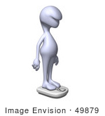 #49879 Royalty-Free (Rf) Illustration Of A 3d Human Like Character Mascot Standing On A Scale - Version 2