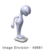 #49881 Royalty-Free (Rf) Illustration Of A 3d Human Like Character Mascot Standing On A Scale - Version 1