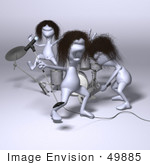 #49885 Royalty-Free (Rf) Illustration Of 3d Human Like People Mascots Playing In A Rock Band - Version 3