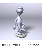 #49886 Royalty-Free (Rf) Illustration Of A 3d Human Like Alien Mascot Balancing On A Scale - Version 2