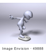 #49888 Royalty-Free (Rf) Illustration Of A 3d Human Like Alien Mascot Balancing On A Scale - Version 1