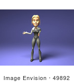 #49892 Royalty-Free (Rf) Illustration Of A 3d Blond Businesswoman Mascot Presenting With One Arm - Version 1