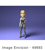 #49893 Royalty-Free (Rf) Illustration Of A 3d Blond Businesswoman Mascot Standing And Facing Front - Version 2