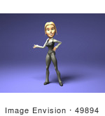 #49894 Royalty-Free (Rf) Illustration Of A 3d Blond Businesswoman Mascot Presenting With One Arm - Version 2