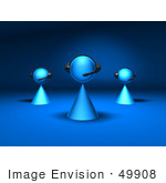 #49908 Royalty-Free (Rf) Illustration Of A Group Of Three 3d Blue Avatar Customer Service Characters - Version 2