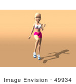 #49934 Royalty-Free (Rf) Illustration Of A 3d Blond Fitness Woman Skipping Or Running - Version 2