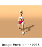 #49938 Royalty-Free (Rf) Illustration Of A 3d Blond Fitness Woman Doing Walking Lunges With Weights - Version 1