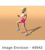 #49942 Royalty-Free (Rf) Illustration Of A 3d Blond Fitness Woman Skipping Or Running - Version 1