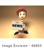 #49953 Royalty-Free (Rf) Illustration Of A 3d News Boy Holding Up A Newspaper - Version 4