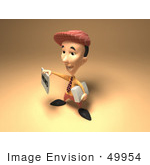 #49954 Royalty-Free (Rf) Illustration Of A 3d News Boy Holding Up A Newspaper - Version 3