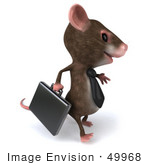 #49968 Royalty-Free (Rf) Illustration Of A 3d Mouse Mascot Businessman Carrying A Briefcase - Version 2