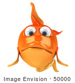 #50000 Royalty-Free (Rf) Illustration Of A 3d Sad Goldfish Mascot Facing Front