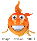 #50001 Royalty-Free (Rf) Illustration Of A 3d Happy Goldfish Mascot Facing Front