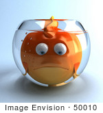 #50010 Royalty-Free (Rf) Illustration Of A 3d Sad Fat Goldfish Mascot In A Small Fish Bowl