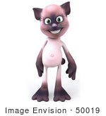 #50019 Royalty-Free (Rf) Illustration Of A 3d Pink Cat Mascot Standing And Facing Front