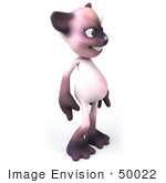 #50022 Royalty-Free (Rf) Illustration Of A 3d Pink Cat Mascot Standing And Facing Right