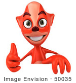#50035 Royalty-Free (Rf) Illustration Of A 3d Red Fox Mascot Giving The Thumbs Up And Standing Behind A Blank Sign