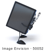 #50052 Royalty-Free (Rf) Illustration Of A 3d Computer Case Mascot Using A Magnifying Glass - Version 1