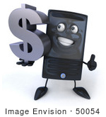#50054 Royalty-Free (Rf) Illustration Of A 3d Computer Case Mascot Smiling And Holding A Dollar Symbol - Version 2