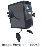 #50085 Royalty-Free (Rf) Illustration Of A 3d Computer Case Mascot Jumping - Version 2