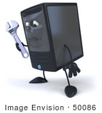 #50086 Royalty-Free (Rf) Illustration Of A 3d Computer Case Mascot Holding A Tool - Pose 2