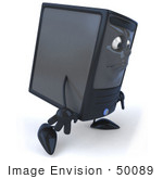 #50089 Royalty-Free (Rf) Illustration Of A 3d Computer Case Mascot Walking To The Right