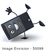 #50099 Royalty-Free (Rf) Illustration Of A 3d Computer Case Mascot Doing A Cartwheel