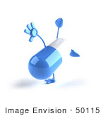 #50115 Royalty-Free (Rf) Illustration Of A 3d Blue Pill Capsule Mascot Doing A Cartwheel - Version 4