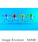 #50598 Royalty-Free (Rf) Illustration Of 3d Colorful Pill Capsule Mascots Jumping - Version 2