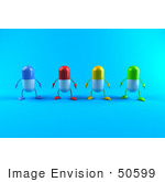 #50599 Royalty-Free (Rf) Illustration Of 3d Colorful Pill Capsule Mascots Facing Front - Version 2
