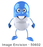 #50602 Royalty-Free (Rf) Illustration Of A 3d Blue Pill Capsule Mascot Facing Front