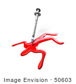 #50603 Royalty-Free (Rf) Illustration Of A 3d Syringe Sticking Into A Human Blood Figure Outline